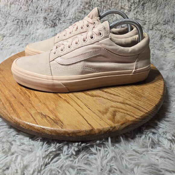 Vans Old Skool Womens 9.5 Mens 8 Pink Blush Canvas Monochrome Skateboard Shoe - Picture 9 of 14